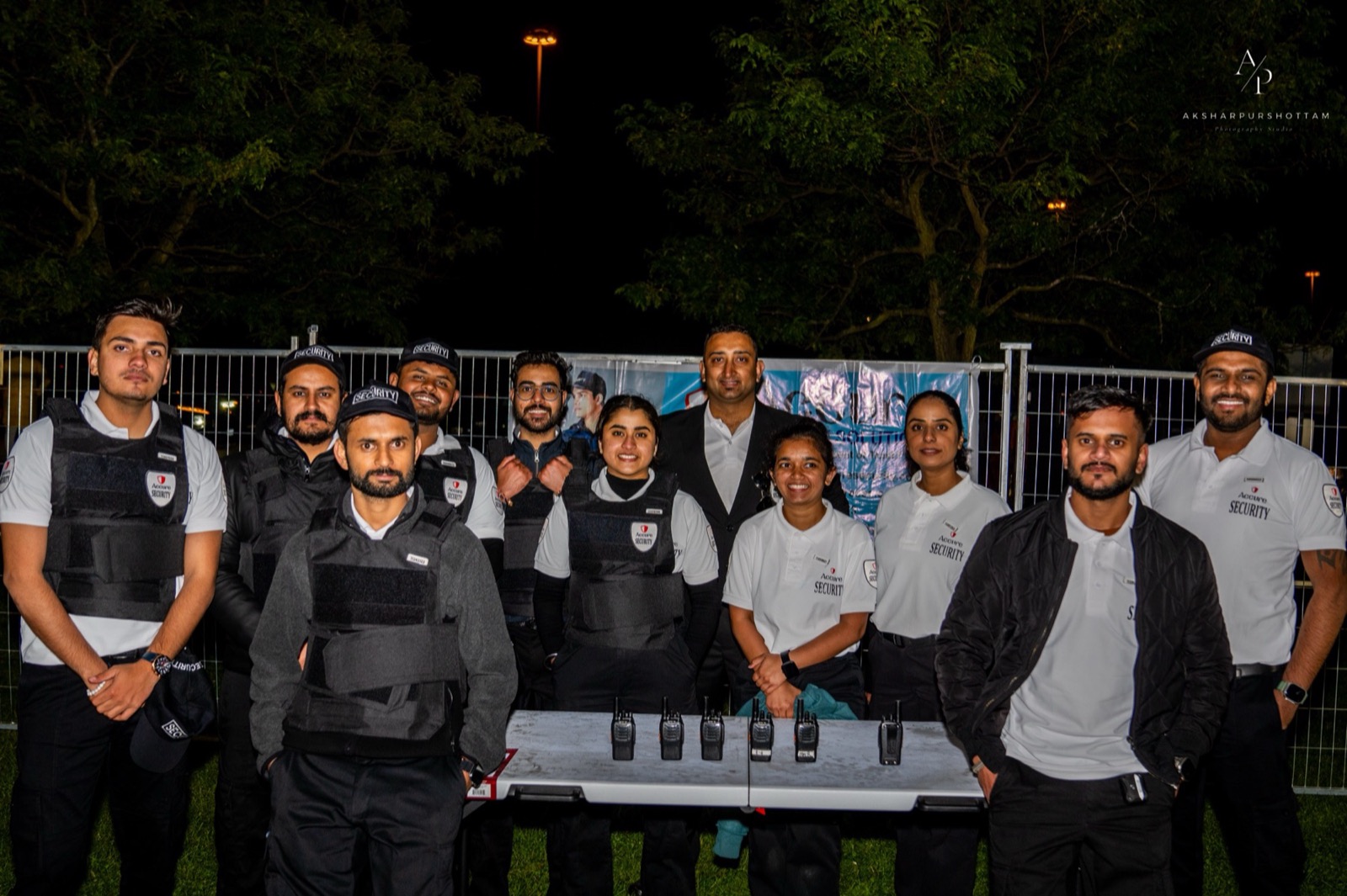 Accure Security night event team gathered for operations coverage.